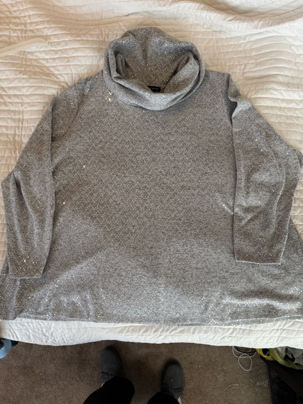 Lane Bryant Silver Sparkle Cowl Neck Tunic